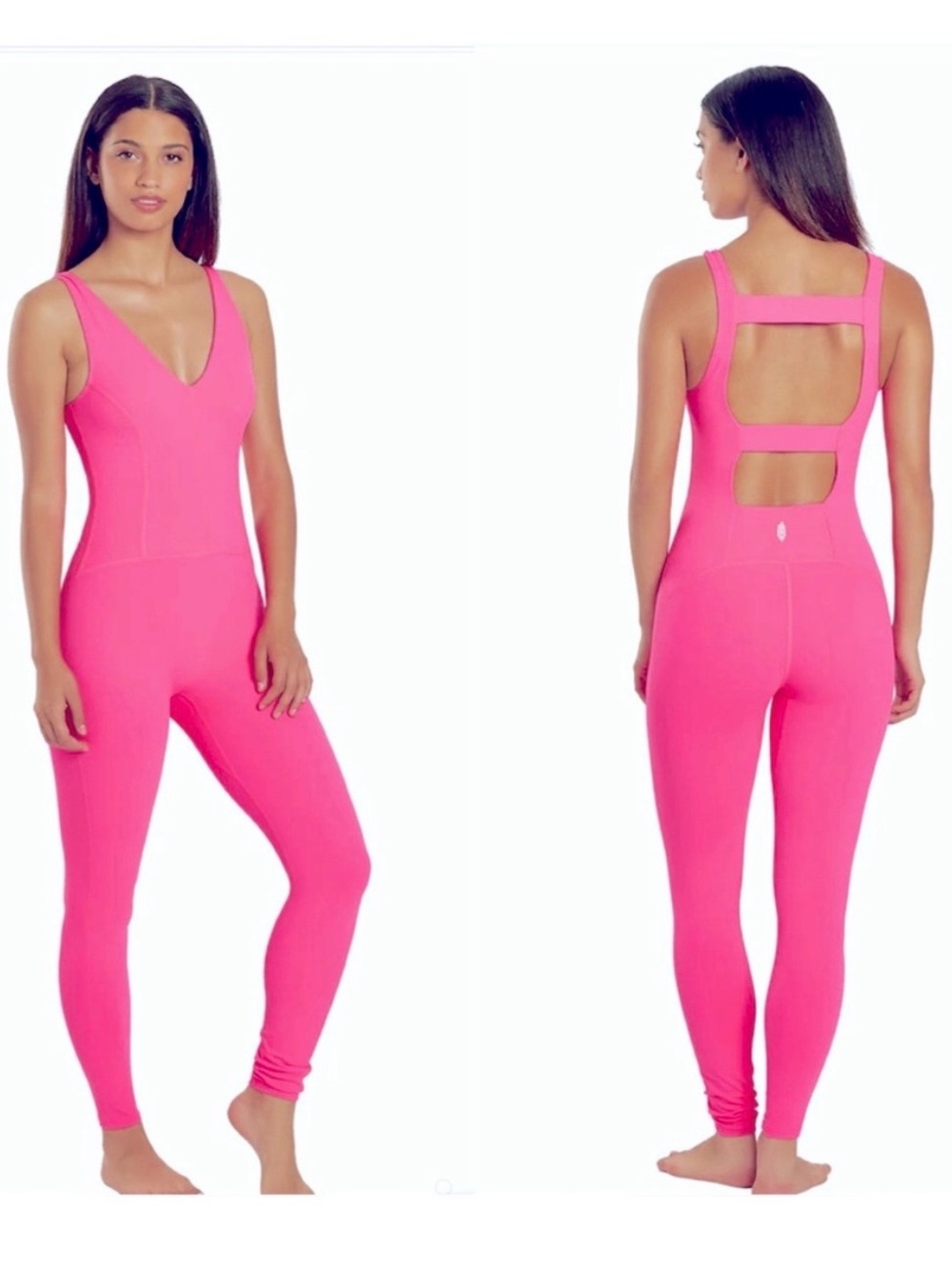 FP Movement Free People Never Better One Piece Hot Pink Open-Back Jumpsuit S